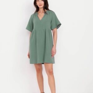 Old Navy Split-Neck Crinkle Gauze Mini Swing Dress - Sage Green - Size Large